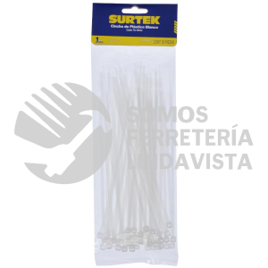 114210 CINCHOS PLASTICOS 203 X 4.6 MM, TENSION 22 KG DE 50 PIEZAS COLOR NATURAL SURTEK