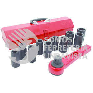 750012LH JUEGO DE DADOS LARGOS Y ACCESORIOS DE IMPACTO EN PULGADAS CUADRO DE 3/4", 12 PIEZAS URREA