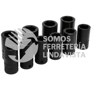 750010L JUEGO DE DADOS LARGOS DE IMPACTO CUADRO DE 3/4", 6 PUNTAS, EN PULGADAS, 10 PIEZAS URREA