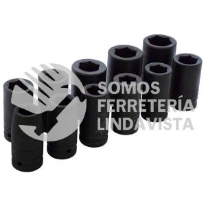 750011ML JUEGO DE DADOS LARGOS DE IMPACTO CUADRO DE 3/4", 6 PUNTAS, METRICOS, 11 PIEZAS URREA