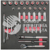 CH202 JUEGO DE DADOS CORTOS Y LARGOS Y ACCESORIOS CUADRO DE 3/8" METRICOS, 35 PIEZAS URREA