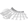 JLMC9R JUEGO DE 9 LLAVES COMBINADAS PULIDO ESPEJO DE MATRACA SPLINE REVERSIBLE EN PULGADAS URREA