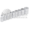 47204 JUEGO DE DADOS CUADRO DE 1/4", 6 PUNTAS, EN PULGADAS, EN RIEL, 9 PIEZAS URREA