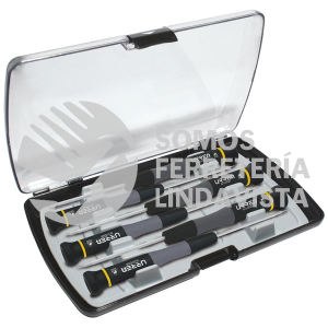 9501BG JUEGO DE DESTORNILLADORES DE PRECISION ESD ANTI-ESTATICOS PUNTA PLANA, 6 PIEZAS URREA