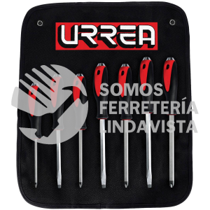 9100GC JUEGO DE 7 DESTORNILLADORES CON MANGO BIMATERIAL DE GOLPE, COMBINADOS URREA