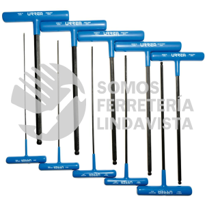 4965LBGPM JUEGO DE 10 LLAVES HEXAGONALES TIPO "T" PUNTA DE BOLA, METRICAS URREA