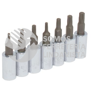 4739C JUEGO DE DADOS CON PUNTA TORX CUADRO DE 1/4", EN RIEL, 7 PIEZAS URREA