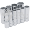 52107 JUEGO DE DADOS LARGOS CUADRO DE 3/8", 12 PUNTAS EN PULGADAS EN RIEL, 10 PIEZAS URREA