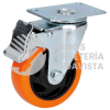 RV10B RODAJA DE PVC NARANJA GIRATORIA CON FRENO 4" SURTEK