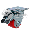 RP7B RODAJA DE FIERRO CON POLIURETANO ROJO GIRATORIA CON FRENO 3" SURTEK