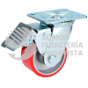 RP10B RODAJA DE FIERRO CON POLIURETANO ROJO GIRATORIA CON FRENO 4" SURTEK