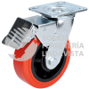 RR10B RODAJA DE POLIURETANO ROJO GIRATORIA CON FRENO 4" SURTEK