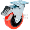 RR15B RODAJA DE POLIURETANO ROJO GIRATORIA CON FRENO 6" SURTEK