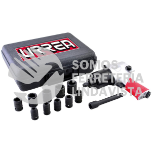 UP731K JUEGO DE PISTOLA DE IMPACTO NEUMATICA CUADRO DE 1/2" Y ACCESORIOS EN PULGADAS, 13 PIEZAS URREA