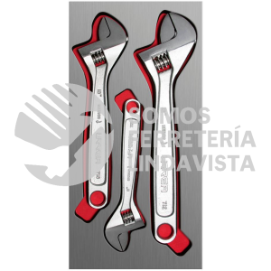 CH111L JUEGO DE 3 LLAVES AJUSTABLES CROMADAS CON CUBIERTA LAMINADA URREA