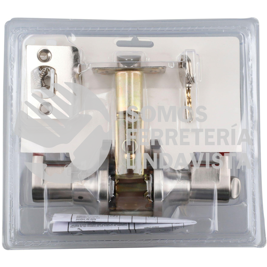 16MA MANIJA TUBULAR CURVA FUNCION ENTRADA Y RECAMARA, NIQUEL SATINADO, LLAVE ESTANDAR, BLISTER LOCK