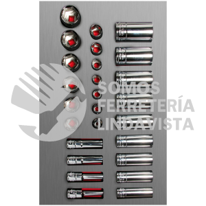 CH106L JUEGO DE DADOS CORTOS Y LARGOS CUADRO DE 3/8" EN PULGADAS, 26 PIEZAS URREA