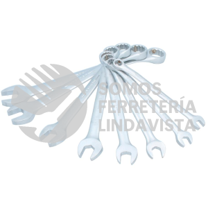 1200BA JUEGO DE 8 LLAVES COMBINADAS SATINADAS EN PULGADAS, 12 PUNTAS EN RACK URREA