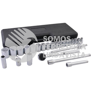 F5800CM JUEGO DE DADOS Y ACCESORIOS CUADRO DE 1/2" METRICO, 25 PIEZAS SURTEK