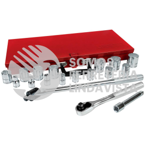 54120 JUEGO DE DADOS Y ACCESORIOS CUADRO DE 1/2" EN PULGADAS, 19 PIEZAS URREA