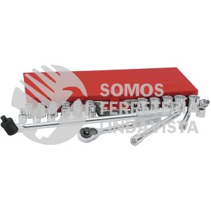 54210H JUEGO DE DADOS Y ACCESORIOS CUADRO DE 1/2" METRICO, 23 PIEZAS URREA