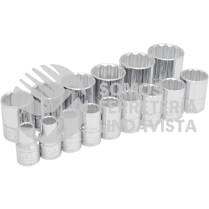 54114 JUEGO DE DADOS CUADRO DE 1/2", 12 PUNTAS, EN PULGADAS, 15 PIEZAS URREA