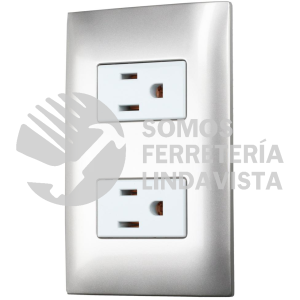 P427P PLACA 1 CONTACTO DUPLEX 1/3, LINEA AMERICANA, COLOR PLATA SURTEK