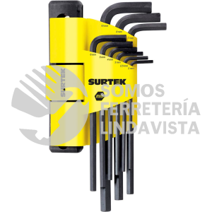ALLFH9M JUEGO DE 9 LLAVES HEXAGONALES TIPO "L", METRICAS, EXTRA LARGAS SURTEK