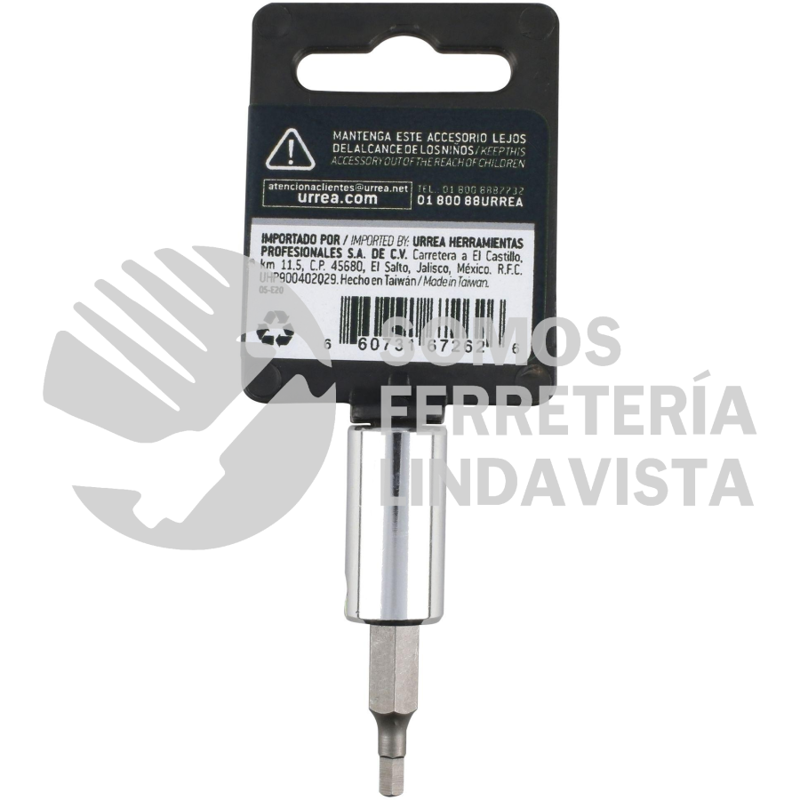 4770-3/16 DADO CON PUNTA HEXAGONAL CUADRO DE 1/4", EN PULGADAS, 3/16" URREA