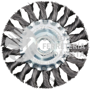 C323 CARDA CIRCULAR TRENZADA ALAMBRE GRUESO 4" X 0.50 CON ROSCA 5/8" FOY