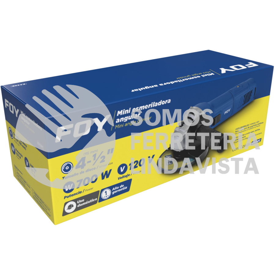 EA34C MINI ESMERILADORA ANGULAR 4-1/2" 700 W 120 V, 11000 RPM FOY